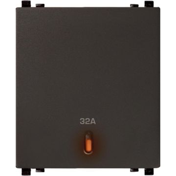 ZENcelo India - 32A 2 Module Full Flat Double Pole Switch with Neon -Dark Grey