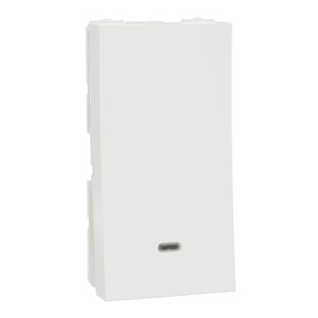 Switch, Miluz Lara, 10A, 1 Way, Indicator, 1 Module, White